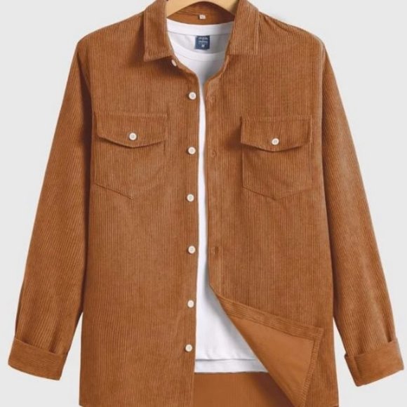 Corduroy Button Through Men's Shirt With Flap Pock - Picture 6 of 7